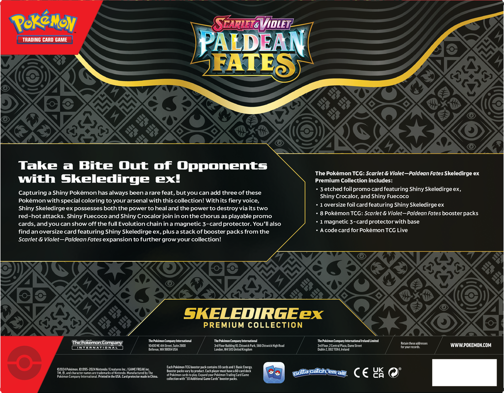 POKEMON PALDEAN FATES - SKELERIDGE EX PREMIUM COLLECTION